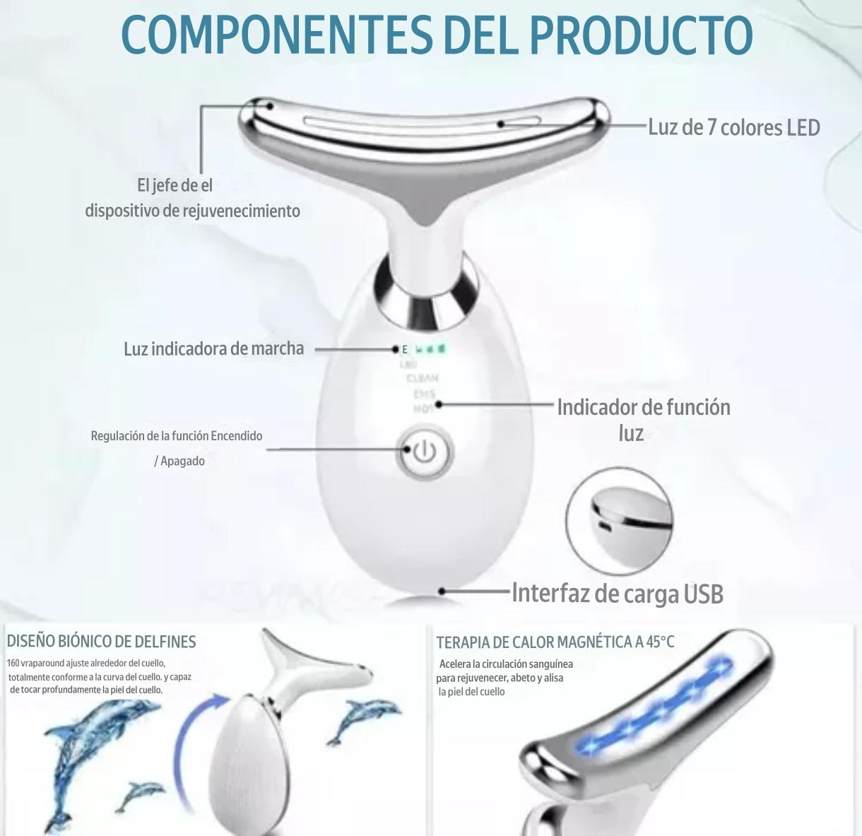 Masajeador Reafirmante Facial con 3 LED