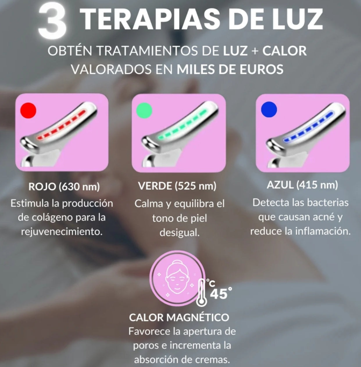 Masajeador Reafirmante Facial con 3 LED